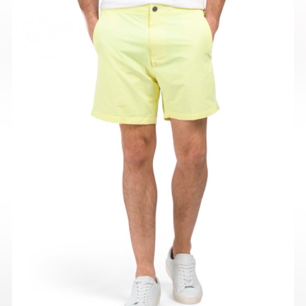 Onia Calder Elastic Waist Straight-Leg Board Shorts - Citron Yellow $150 NWT